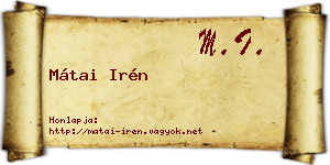 Mátai Irén névjegykártya